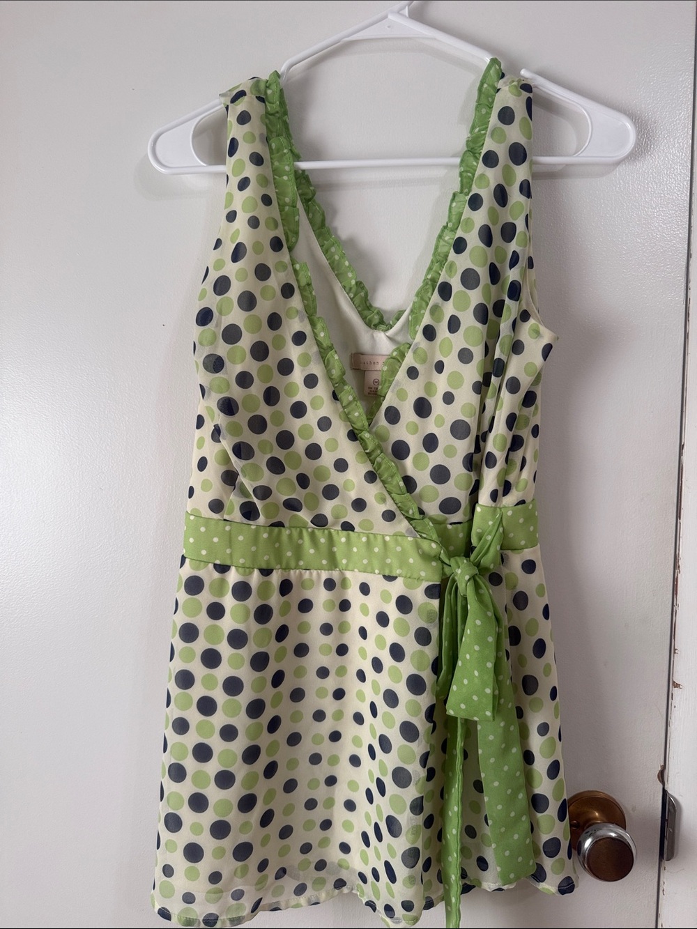 Green Polka Dot Wrap top